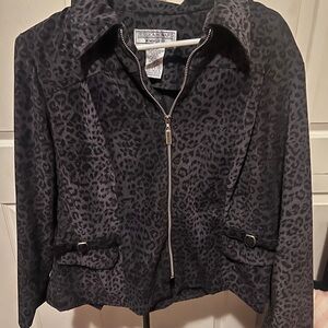 Jessica Howard Women's Dark Gray Leopard Blazer